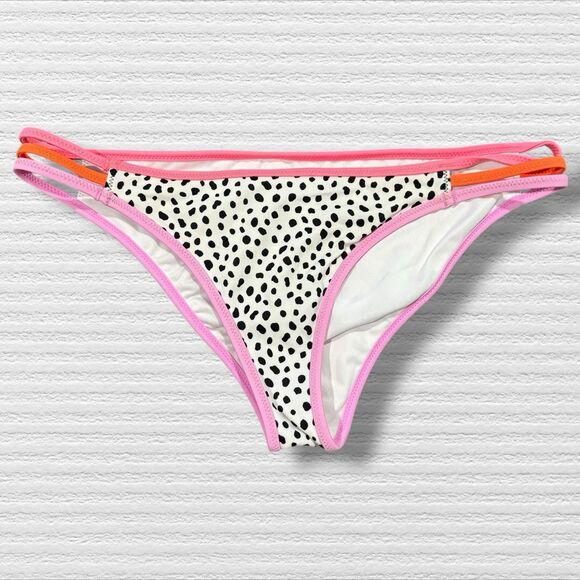 Victoria’s Secret Bikini Set Strappy Cheeky Pebble Dot Print Triangle Neon Small - Picture 6 of 10